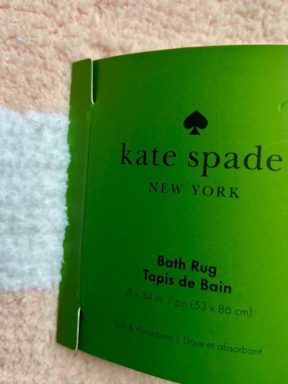 NEW!  KATE SPADE NEW YORK PINK & WHITE STRIPED BATH RUG - Picture 4 of 6